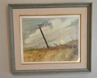 Raul Gutierrez Painting of Birds in Field