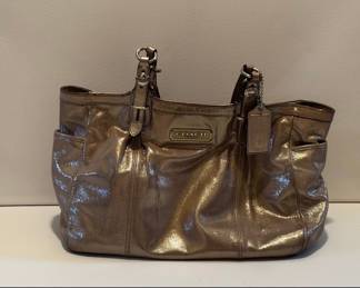 Coach Metallic Leather East West Gallery Tote Bag