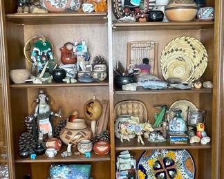 Large Collection of Kachina Dolls and Native American Pottery 