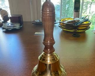 Captain's Table Brass Bell with Wooden Handle