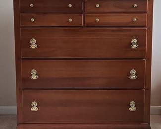 Vtg Wood Dresser with Brass Hardware