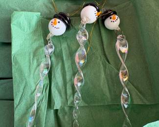 12 Glass Snowman Icicle Ornaments $12.00