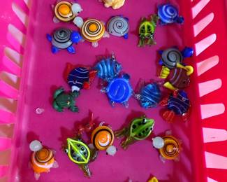 Glass Miniature Snails, Frogs, Fish