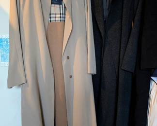 Classic Burberry coat and Katherine Hamnett London coat