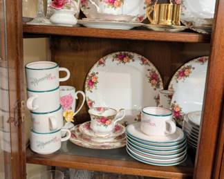 Dishes and china - including Royal Albert Old Country Rose pieces