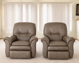 Two Lazy Boy brand leather lounger chairs