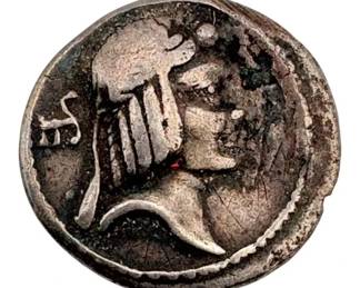 Ancient Roman Silver Denarius Coin  C. Calpurnius Piso Frugi, 64 B.C. 3.6g