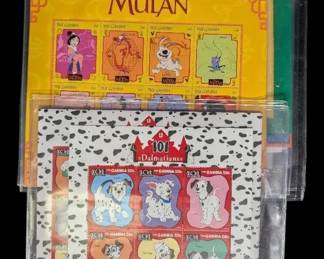 Stamps 6 Disney Movie Stamps From Gambia  Mulan, Jungle Book  More