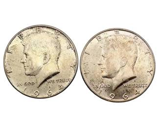 Two 1964 Kennedy Half Dollar Coins 24.7g