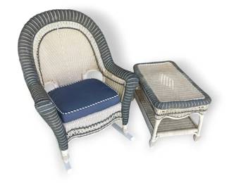 Matching TwoToned Wicker Rocking Chair  Side Table