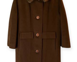 Vintage Womens Town  Country Wool Coat w Fur Collar