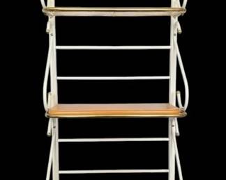 White Metal  Wood Bakers Rack