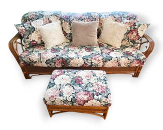 Rattan Floral Sofa  Ottoman By Acacia Home