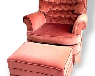Maroon Armchair With Matching Ottoman