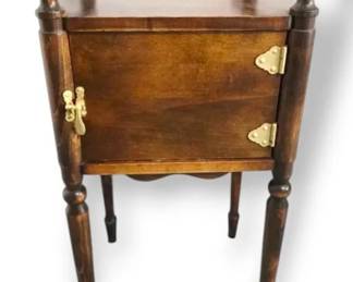 Antique Wooden MetalLined Humidor Smoking Stand