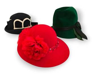 Vintage Womens Mod Wool Cloche Bowler Hats