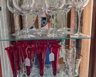 Christopher Stuart Opus balloon stems, Lenox Ruby flutes
