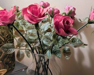 English ceramic roses, handmade c. 1970, some chipping