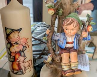 Hummel Apple Tree Boy lamp, no shade, and candle