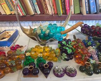 Murano Glass with Lucite Grape Clusters 