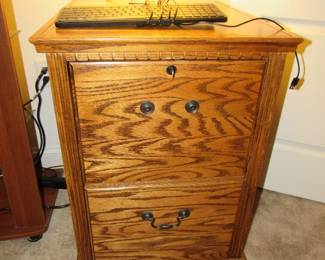 Locking oak file cabinet