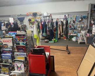 magazines, clothing, kids items and toys