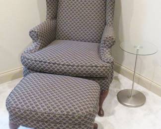 Traditional wing chair with ottoman