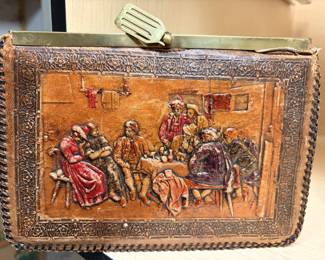 tooled leather clutch purse