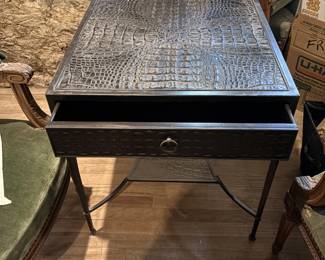 croc top side table with drawer