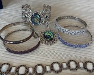 Sterling silver bracelets w/semi precious stones, including tanzanite