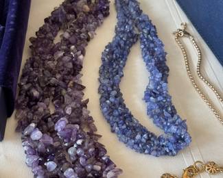 Semi precious stone necklaces - amethyst and tanzanite