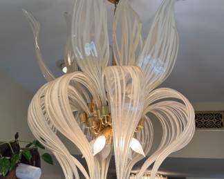 Gorgeous Murano Glass Chandelier, measures approximately 33”H X 24” D. 