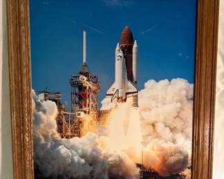 Framed Poster of NASA Challenger Shuttle Taking Off