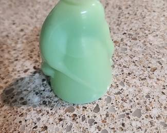 Bottoms up Jadeite shot glass