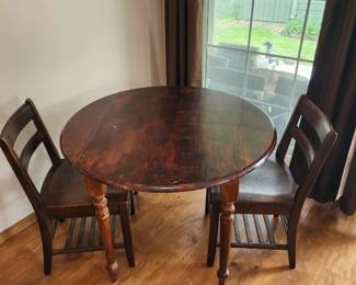 Drop leaf Table and 2 chairs