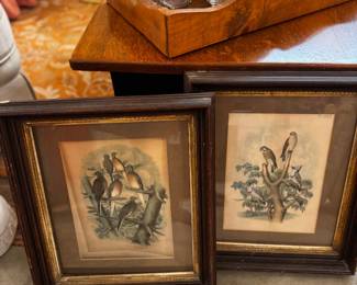 Antique art prints in heavy frames 