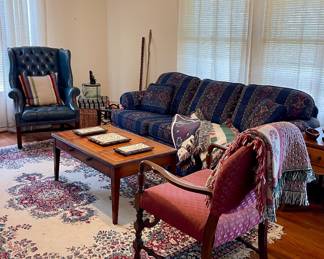 LIVING ROOM FURNITURE, AREA RUG