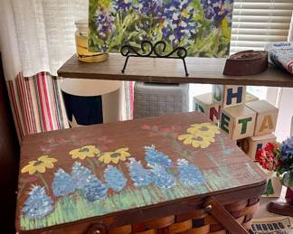 HANDPAINTED BLUEBONNET PICNIC BASKET