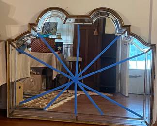 MCM HOLLYWOOD REGENCY GILTWOOD MIRROR-GORGEOUS! TAPE IS THERE FOR PROTECTION ONLY-MIRROR IS IN GOOD SHAPE!