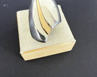 Sterling Silver and 14K Gold Modernist Ring  16.31g