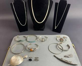 156.23g Sterling Silver Jewelry Lot Necklaces Bracelets Cufflinks Southwestern