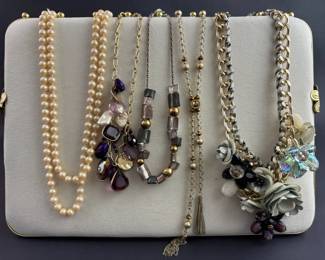 Statement Necklace Lot Faux Pearl Beaded Rhinestone Fashion Jewelry Mix