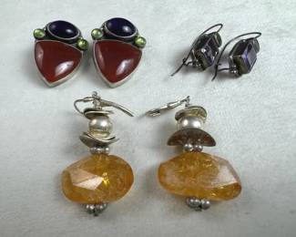 Sterling Silver Gemstone Earrings Sajen, Amethyst, Peridot Citrine Style