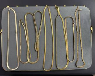 Gold Tone Costume Jewelry Necklace Lot w Chains Cameo Pendant Earrings