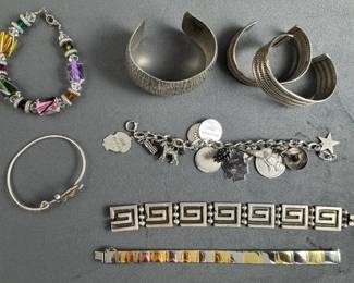 Sterling Silver 925 Jewelry Lot Bracelets Cuffs Charm Bracelet 237.78g