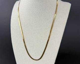 14K Italy Yellow Gold Herringbone Chain Necklace  6.73g