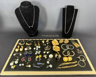 Large Collection of Costume Earrings with Necklaces and Bracelet