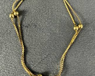 14K Gold Double Chain Bracelet with Bead Accents  3g