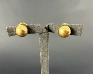 18K Gold Half Dome Screw Back Earrings  2.34g