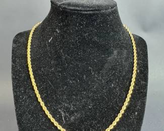 14K Gold Rope Chain Necklace 18 Inch Solid Yellow Gold Twist Link Chain 16.49g